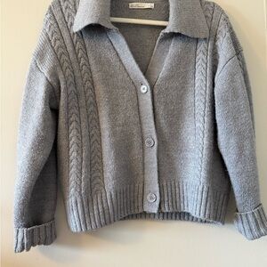 Gray Cable Knit Women's Sweater